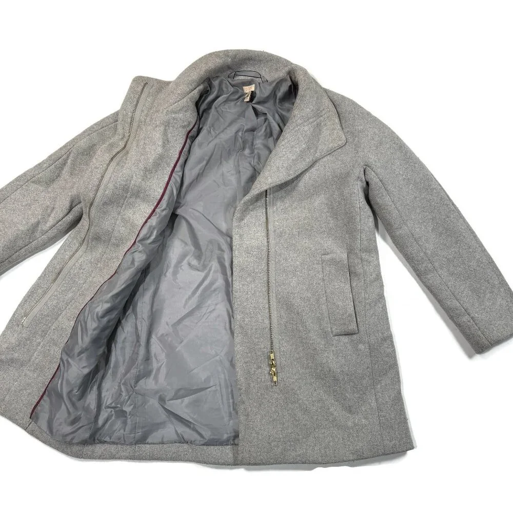 J Crew City Coat Womens 6 Petite 6P Gray Wool Blend Zip Pockets F5455 - Picture 4 of 11